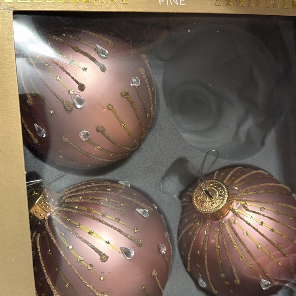 Elegant Pink Glass Ornaments Set of three